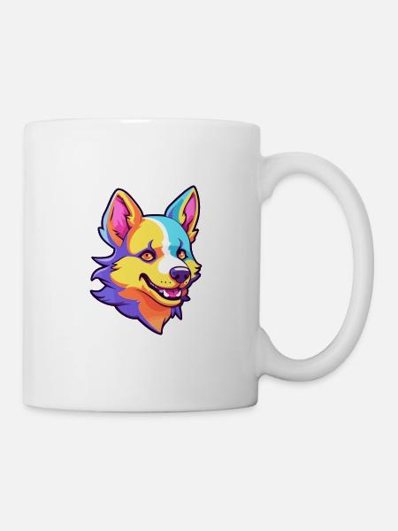 Dingo Hunderasse Cartoon Kawaii Illustration - Tasse - Weiß