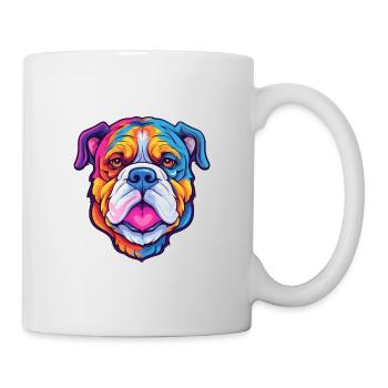 Bulldogge Hund Rasse Cartoon Kawaii Illustration - Tasse - Weiß - Rechts