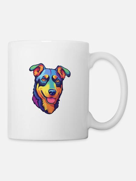 Beauceron chien race Cartoon Kawaii Illustration - Mug blanc - blanc