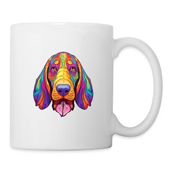 Basset Hund Rasse Cartoon Kawaii Illustration - Tasse - Weiß - Rechts
