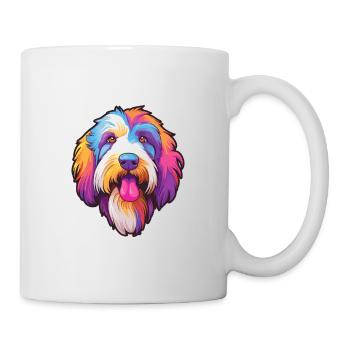 Bearded Collie chien race dessin animé kawaii illustrati - Mug blanc - blanc - Droite