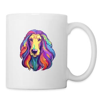 Lévrier afghan race chien dessin animé Kawaii Illustration - Mug blanc - blanc - Droite