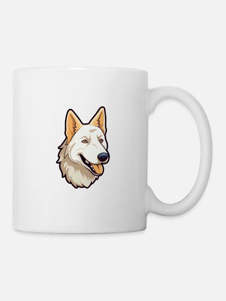 Weißer Schäferhund Rasse Cartoon Kawaii Illustrati - Tasse - Weiß
