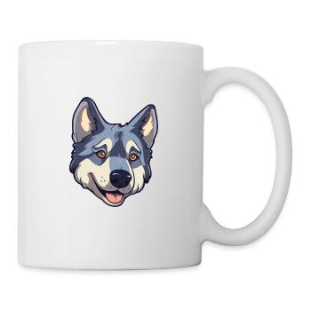 Swedish Elkhound Dog Breed Cartoon Kawaii Illustra - Mug - white - Right