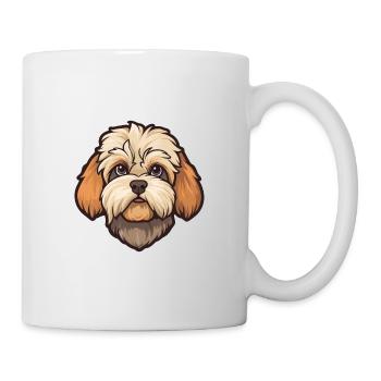 Shih Poo Hunderasse Cartoon Kawaii Illustration - Tasse - Weiß - Rechts