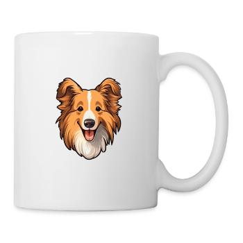 Sheltie Dog Breed Cartoon Kawaii Illustration - Mug - white - Right