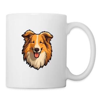 Rough Collie chien race dessin animé Kawaii Illustration - Mug blanc - blanc - Droite