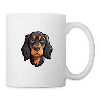 Illustration de race de chien beige noir Cartoon Kawaii - Mug blanc - blanc - Droite
