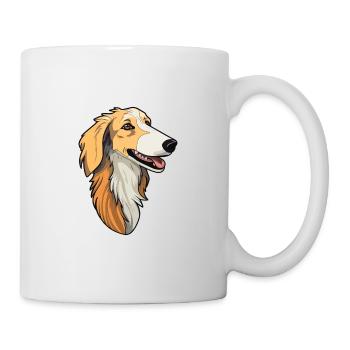 Borzoi Dog Breed Cartoon Kawaii Illustration - Mug - white - Right