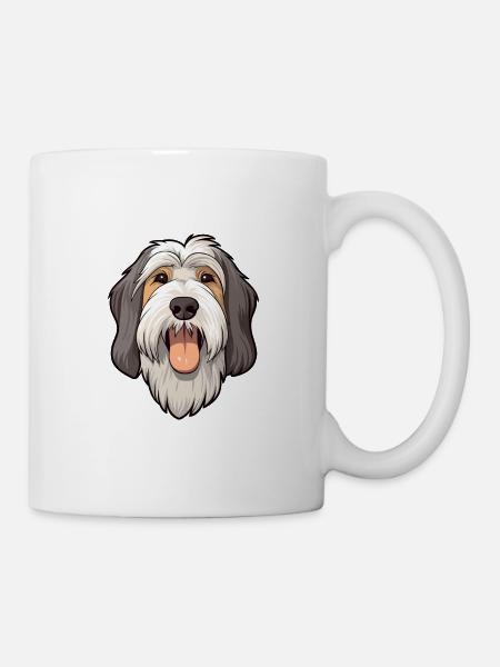Bearded Collie Dog Breed Cartoon Kawaii Illustrati - Mug - white
