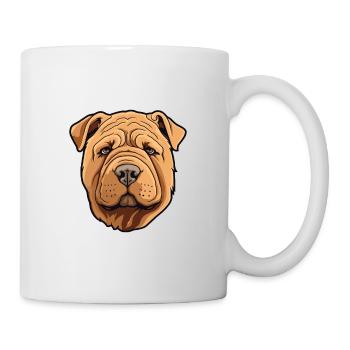 Chinois Shar Pei chien race Cartoon Kawaii Illustra - Mug blanc - blanc - Droite
