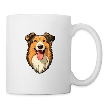 Collie chien race dessin animé Kawaii Illustration - Mug blanc - blanc - Droite