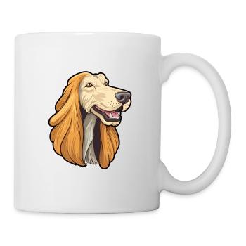 Lévrier afghan race chien dessin animé Kawaii Illustration - Mug blanc - blanc - Droite