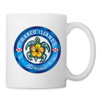 Marco Island Florida Meeresschildkröte Hibiskus - Tasse - Weiß - Rechts