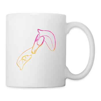 Ich liebe Pferde und Hunde Singleline-Kunst - Tasse - Weiß - Rechts