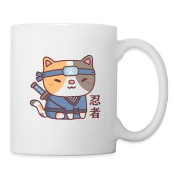 Niedliches Ninja Katze Doodle - Tasse - Weiß - Rechts