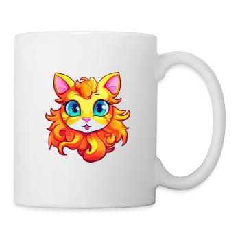 Ginger Longhair Cat Aquarelle Dessin Animé Kawaii - Mug blanc - blanc - Droite