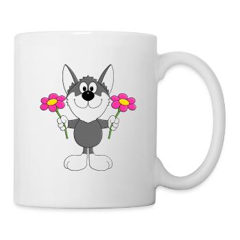 BLUMEN - HUSKY - SCHLITTENHUND - HUND - TIER - Tasse - Weiß - Rechts