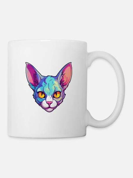 Zypern Katze Rasse Aquarell Karikatur Kawaii Haustier - Tasse - Weiß