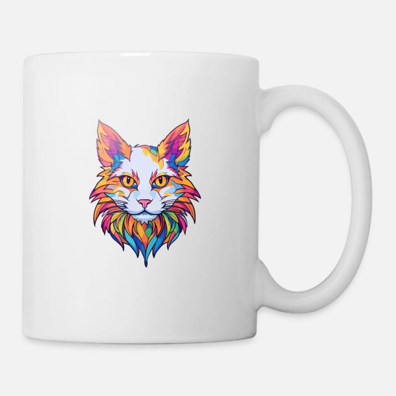 Turc Van Cat Breed Aquarelle Dessin Animé Kawaii - Mug blanc - blanc