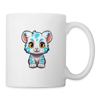 Léopard des neiges bébé chat aquarelle dessin animé Kawaii - Mug blanc - blanc - Droite