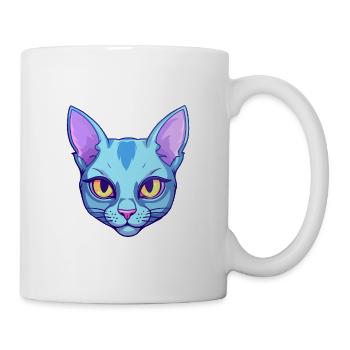Chat bleu russe race aquarelle dessin animé Kawaii - Mug blanc - blanc - Droite