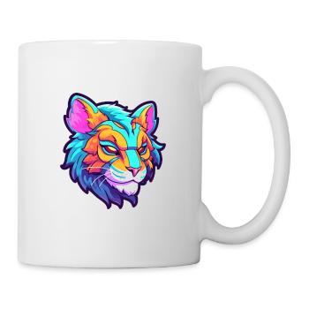 Liger Hybrid Löwe Tiger Katze Bunte Karikatur Kawai - Tasse - Weiß - Rechts