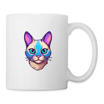 Siamesische Kurzhaarkatze Aquarell Karikatur Kawaii - Tasse - Weiß - Rechts