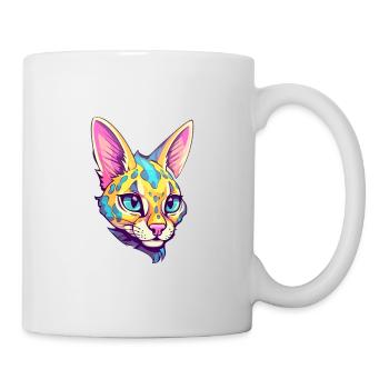 Savannah Katze Rasse Aquarell Karikatur Kawaii Haustier - Tasse - Weiß - Rechts