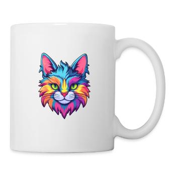 Verdünnte Calico Katze Rasse Aquarell Karikatur Kawaii - Tasse - Weiß - Rechts