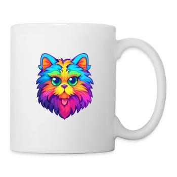 Chat allemand à poil long aquarelle dessin animé kawaii - Mug blanc - blanc - Droite