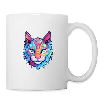 Eurasische Luchskatze Rasse Aquarell Karikatur Kawaii - Tasse - Weiß - Rechts