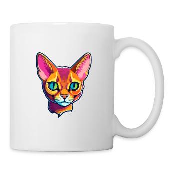 Chat abyssin à poil court aquarelle dessin animé Kawaii - Mug blanc - blanc - Droite