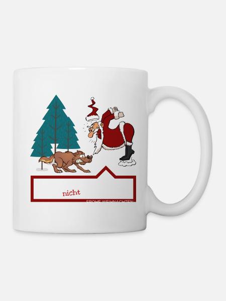 Weihnachtsmann & Wolf (Kein-Rotkäppchen-Edition) - Tasse - Weiß
