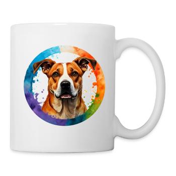 T-Shirt "Hundeblick in Aquarell" - Tasse - Weiß - Rechts