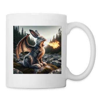 Feuerspeiender Hase Drache #25 - Tasse - Weiß - Rechts