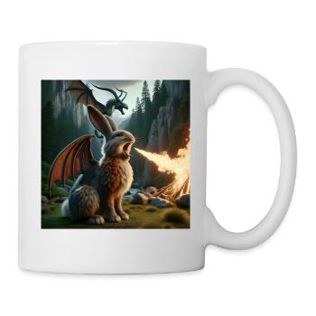 Feuerspeiender Hase Drache #21 - Tasse - Weiß - Rechts