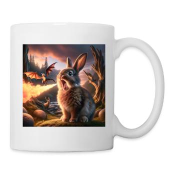 Feuerspeiender Hase Drache #26 - Tasse - Weiß - Rechts