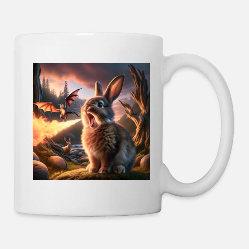 Feuerspeiender Hase Drache #26 - Tasse - Weiß