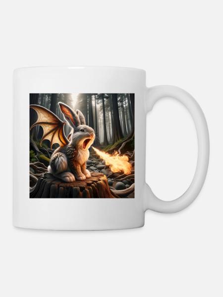 Feuerspeiender Hase Drache #23 - Tasse - Weiß