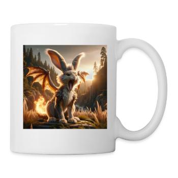 Feuerspeiender Hase Drache #24 - Tasse - Weiß - Rechts