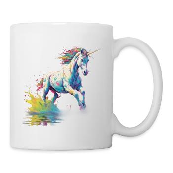 Einhorn in Farbpalette - Tasse - Weiß - Rechts