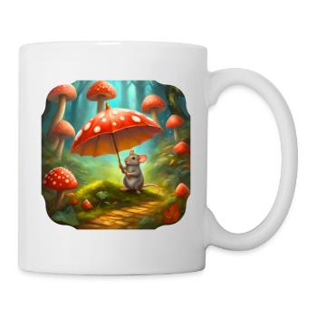 Maus mit Regenschirm - Tasse - Weiß - Rechts