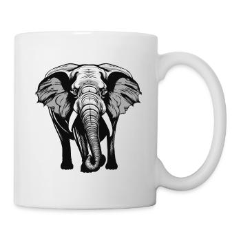 Elefant / Tier / Safari / Zoo / Afrika / Comic - Tasse - Weiß - Rechts