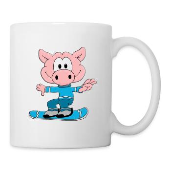 SNOWBOARD - WINTERSPORT - SCHWEIN - SPORT - Tasse - Weiß - Rechts