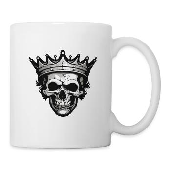 Krone / Totenkopf / Skelett / Gothic / Grusel - Tasse - Weiß - Rechts