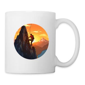 Bergsteiger vorm Sonnenuntergang - Kletter Design - Tasse - Weiß - Rechts