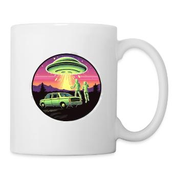 Pop Art Ufo Sichtung 80s Retro Style - Tasse - Weiß - Rechts