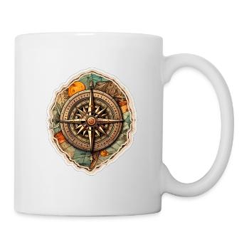 Boussole rétro sur la carte du monde - Mug blanc - blanc - Droite