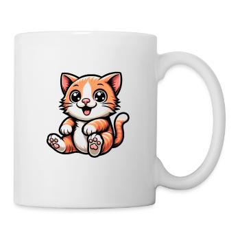 Süße Katze mit großen Augen - Tasse - Weiß - Rechts
